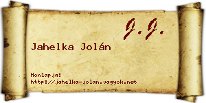 Jahelka Jolán névjegykártya